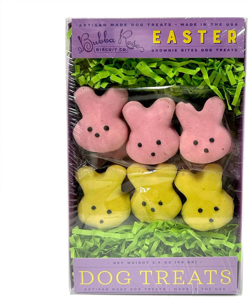 Bubba Rose Biscuit Company: Decorated Easter Brownie Bites Dog Treats - Chewy Texture - Natural Gourmet Dog Cookies - Pack of 6 Treats - Peeps - M...