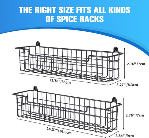 Spice Rack Organizer Wall Mount, Spice Organization Storage Shelf for Cabinet Door, 2 Packs Wall Spice Rack Saving Space for Kitchen, Black...