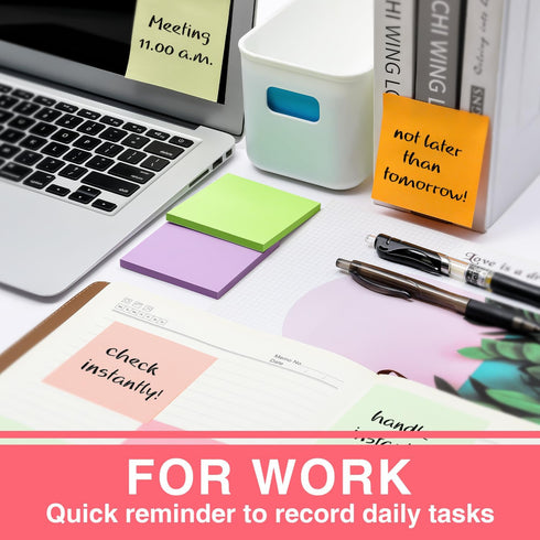 Sticky Notes Pads, 600 Sheets, 3x3 Inches, It is Perfect to Post for Office, Home and School, 12 Pads 12 Colors Sticky Notes Bulk...