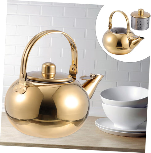 1pc Stainless Steel Pot Whistling Tea Kettle Stainless Steel Tea Pots Portable Stove Teapot for Stovetop Teapot with Infuser Water Boiler Filter W...