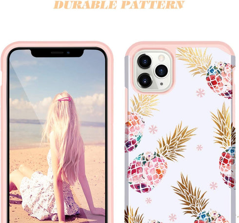 Fingic for iPhone 11 Pro Max Case,Pineapple Design Hybrid Hard PC Soft Silicone TPU Slim Dual Layer Protection Glitter Bumper Shockproof Protectiv...
