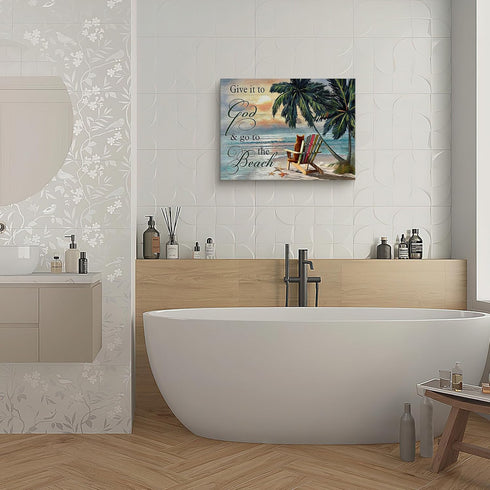 Kuphsod Summer Beach Canvas Wall Art Ocean Coastal Print Painting Sea Landscape Picture Modern Home Artwork Decor For Living Room Kitchen Bathroom...