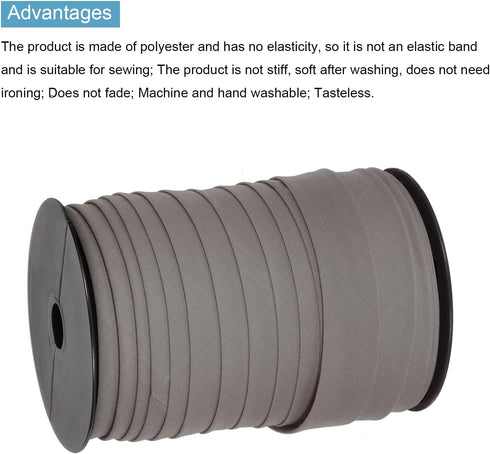 MECCANIXITY 1 Inch Double Fold Bias Tape Polyester Continuous Bulk Bias Tape for Sewing,Seaming Quilting Hemming Binding Crafts (Brown 55 Yards)...