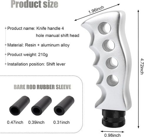1 PC Car Manual Gear Shift Knob, Knife Handle Decoration Comfortable Grip Modified Gear Shifter with Adapter, Resin + Metal Gear Lever Wave Stick ...
