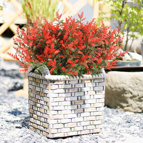 RECUTMS Artificial Lavender Flowers Plants 8 Bundles UV Resistant Faux Outdoor Plastic Greenery Shrubs Plants Hanging Planter Kitchen Home Wedding...