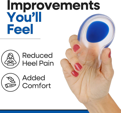 Gel Heel Pads for Shoes, Plantar Fasciitis Heel Cups for Pain Relief, Silicone Cushions for Bone Spur Relief, Protector Insoles, Sore Heal Bruised...