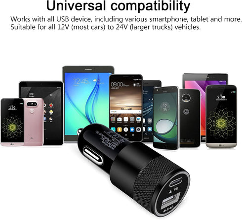 30W USB C Car Charger, Dual Ports Fast PD Type C Car Charger Adapter Rapid Plug for iPhone 15 14 13 12 11 Mini Pro Max SE Xs Xr X 8 Plus, Samsung ...