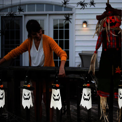Solar Halloween Decorations Ghost Pumpkin 5 Pack 50 LED String Lights for Hallway Garden Yard Lawn Porch Tree Outdoor Suspend Terror Decor (Ghost ...