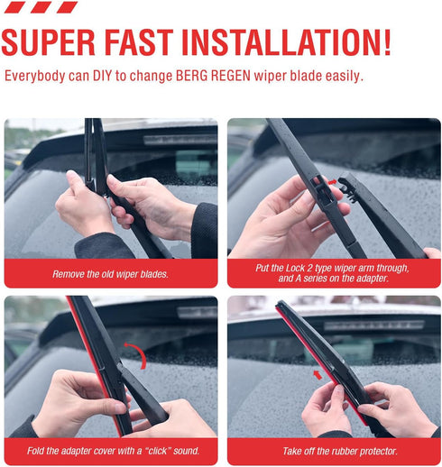 BERG REGEN® Rear Wiper Blade 10 inch Replacement For Toyota RAV4 2018-2013 Highlander 2022-2020 /Jeep Compass 2021-2018 /Chevrolet Orlando 2014-20...