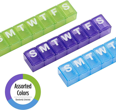 EZY DOSE Weekly (7-Day) Pill Organizer, Vitamin Case And Medicine Box, X-Small Compartments, Color May Vary...