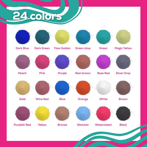 24 Colors Pearlescent Mica Powder 5g/0.18oz Each Bag - Cosmetic Grade Pigment for Epoxy Resin Dye - DIY Soap Making, Fine Arts, Makeup and Jewelry...