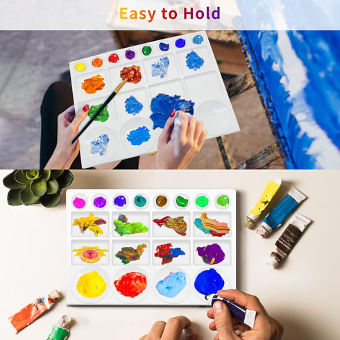 20 Well Watercolor Paint Tray Palette Pallet Acrylic Painting Mixing Plastic Artist Large Square Palette, 13 x 10 Inches, White, 1PCS...