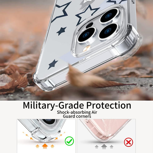 Cute Star Phone Case for iPhone 11 Star Case Cover Clear Phone Case w/Four Corner Reinforced Shockproof Girly Women Phone Cover Transparent Preppy...