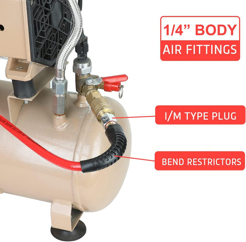 Hromee 1/4-Inch x 10ft Polyurethane Recoil Air Hose with Fittings Compressor Hose with 1/4 in. Industrial NPT Coupler and Plug Kit, Red...