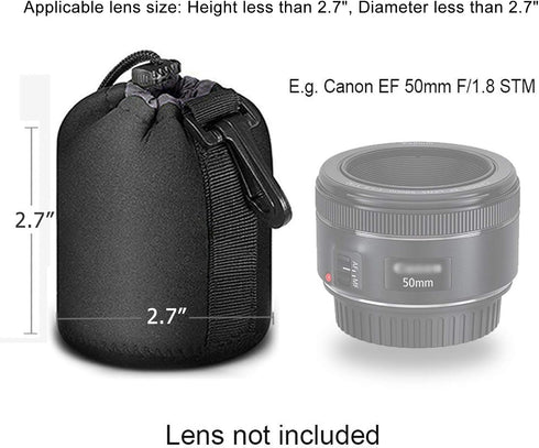 Selens Small Drawstring Lens Pouch Black Neoprene DSLR Camera Lens Bag Compatible with Sony Olympus Panasonic...