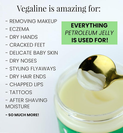 Vegaline - 100% Natural, Vegan & Hypoallergenic Alternative to Petroleum Jelly - Lips, Hands, Baby, Makeup Remover and More (4 oz)...