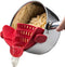 Kitchen Gizmo Snap N Strain Silicone Pot Strainer - Adjustable Clip-On Pasta Strainer for Pots, Pans, and Bowls - Large Red Kitchen Colander...