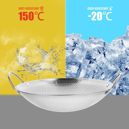 BESTonZON Stainless Steel Griddle Camping Wok Stainless Steel Everyday Pan Stainless Steel Wok Pan Korean Pan Carbon Steel Pan Reheating Pot Mini ...