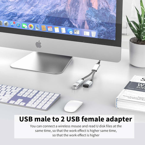 USB Splitter, USB A Male to 2 Female USB Extension Cable, 4Ft Long USB Y Splitter Support Charging and Data Transfer for Printer/USB Keyboard/Flas...