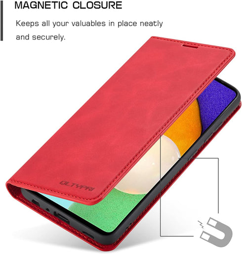 QLTYPRI for Samsung Galaxy A13 5G Case, Premium PU Leather Cover TPU Bumper with Card Holder Kickstand Hidden Magnetic Adsorption Shockproof Flip ...