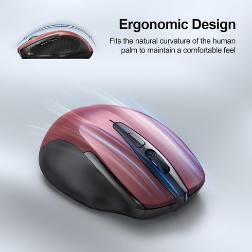 TECKNET Wireless Mouse (2.4G & BT5.0/3.0) Silent Mouse 4800 DPI Computer Mouse 6 Buttons Bluetooth Mouse, USB A Mouse Wide Compatibility - Red...