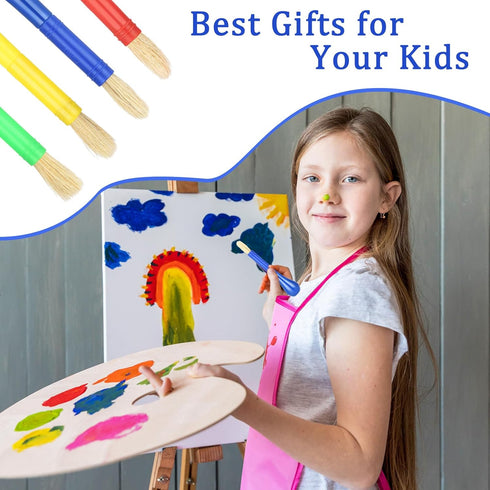 Prasacco 4 Piece Kids Paint Brushes, Jumbo Children's Paintbrushes Artist Paint Brushes with Easy to Hold Handles Grip Toddler Tempera Paint Brush...