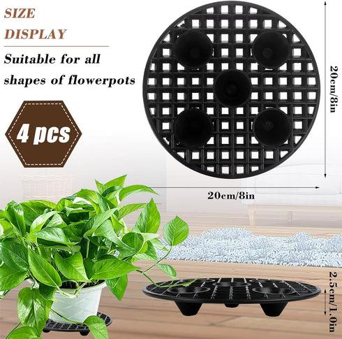 4 Pcs Plant Level Pot Elevator, Heavy Duty Plant Stand, Black Round Plant Flower Pot Holder Plastic Plant Risers for Indoor Outdoor Garden Deck Fl...