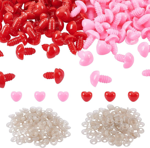 NBEADS 200 Sets Heart Safety Eyes 12mm, Crochet Nose Button Eye Plastic Craft Eyes Plastic Nose Buttons with Washers for Crafts DIY Sewing Craftin...