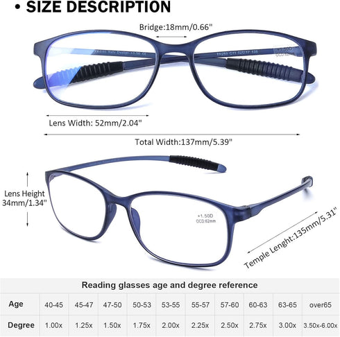 AQWANO 4 Pack Computer Reading Glasses Men Women Blue Light Blocking, Lightweight TR90 Flexible Frame Readers Glasses Anti Glare, 3.5...