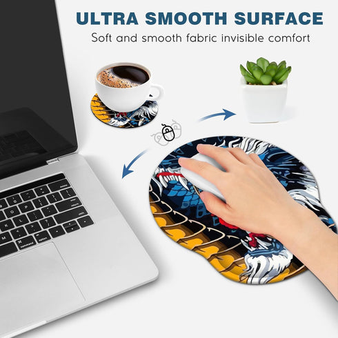 DINKY Ergonomic Mouse Pads, Cute Mouse Pad with Wrist Rest Support Gel, Non-Slip PU Base Mouse Mat with Memory Foam for Home, Office and Gaming, E...