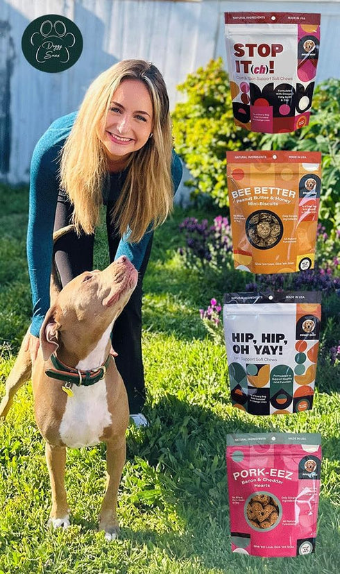Pork-EEZ Bacon and Cheddar Flavored Natural Dog Treats. Heart Shaped Cookie Snacks formulated with no Corn, Soy, or Wheat....