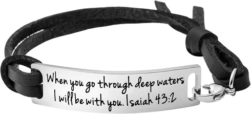 Yiyang Religious Bracelets for Women Inspirational Christian Gifts for Her Christmas Personalized Scripture Birthday Leather Strap Bangle...