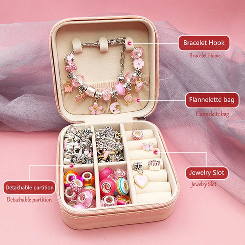 BetterJonny 66pcs Charm Bracelet Making Kit, Crystal Jewelry Making kit DIY Beaded Jewellery Charms for Girls with Jewelry Box and Gift Bag Multic...
