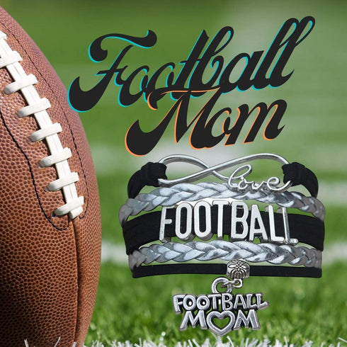 Infinity Collection Football Mom Jewelry, Football Mom Charm Bracelet- Gift for Football Player Moms...
