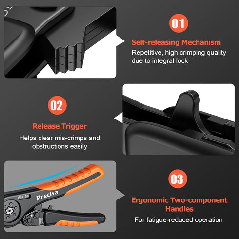 Preciva Hexagonal Ferrule Crimping Tool, AWG 28-7(0.08-10mm²) Crimper Plier Adjustable Ratcheting Wire Crimping Tool...