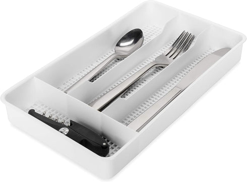 Camco 43508 Cutlery Tray - Designed for RV and Compact Kitchen Drawers - Easily Organize and Store Kitchen Flatware - White...
