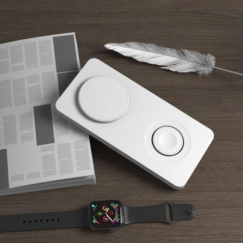 M13 2 in 1 Magnetic Wireless Charging Station,Qi Certified Charging Pad, Ultra Thin with QC3.0 Adapter for Dual Devices iPhone 14 13 Pro Max/Apple...