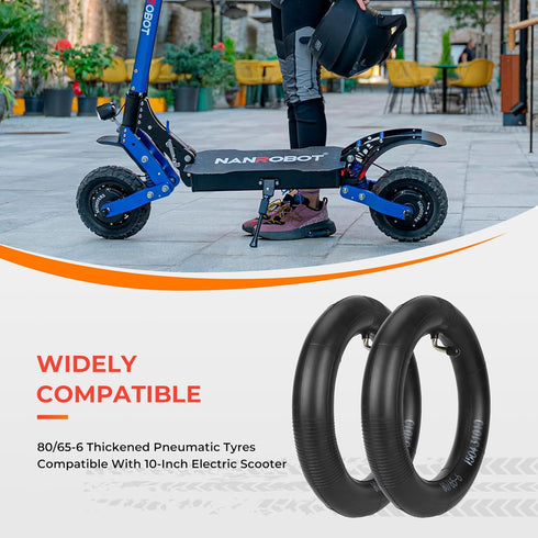 (2 Pack) 80/65-6 Inner Tube, 10x2.5 255x80 Replacement Inner Tubes, 10 Inch Thickened Pneumatic Tyres...