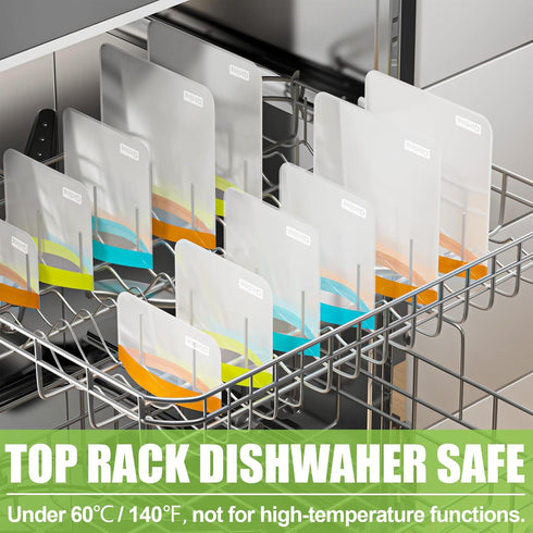 Qinline Reusable Food Storage Bags - 10 Pack Dishwasher Safe Freezer Bags, BPA Free Reusable Bags Silicone, Leakproof Reusable Lunch Bag for Salad...