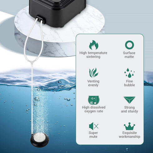 hygger Mini Aquarium Air Stone,Small Bubble Stone Fish Tank Oxygen Stone Ultra Silent Deep Dissolving Oxygen Diffuser Kit for Aquarium Fish Tank a...