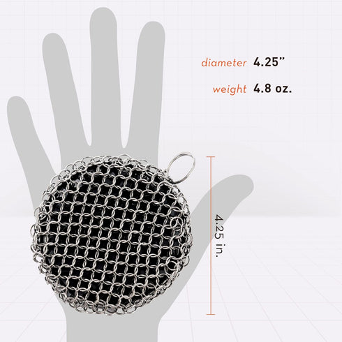 Solo Stove Cast Iron Scrubber, Food Safe, Heat Resistant, Rust Resistant, 304 Stainless Steel Cleaner Chainmail Cast Iron Cleaner, Durable Silicon...