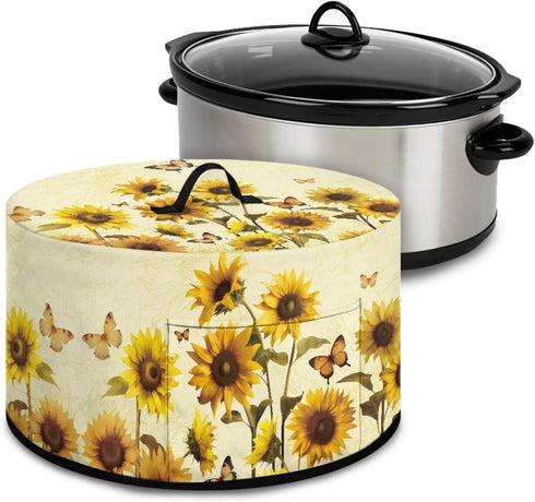 Sunflower Oval Slow Cooker Cover with Top Handle Crock Pots Cover Resistant Kitchen Appliance Cover Butterfly Slow Cooker Protection Case Slow Coo...