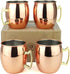 PG Copper/Rose Gold Plated Stainless Steel Moscow Mule Mug - Bar Gift Set 4 - Factory Direct (19 oz) - Authentic Traditional Design - Smooth Finis...