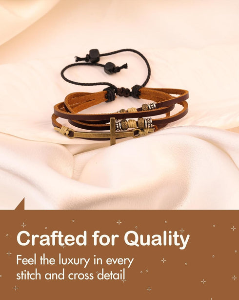 Feraco Religious Cross Wrap Bracelets Women Leather Christian Jewelry For Confirmation Gifts, Adjustable...