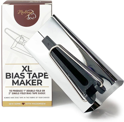 Madam Sew XL Bias Tape Maker, 50mm Single and Double Fold Bias Tape Binding Tool for Quilting Makes Coordinating Quilt Seam Binding – Transform An...