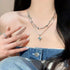 Two Piece Y2k Irregular Starlight Necklace for Women Snake Bone Chain Pendant Jewelry Collar Chain Blue...