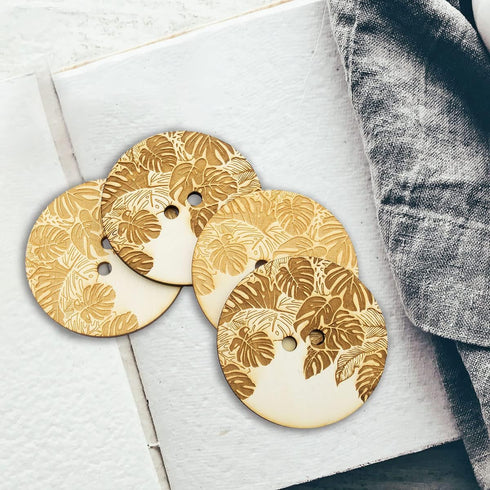 30pcs 2.36" (60mm) Engraved Wooden Button Sewing DIY Craft...