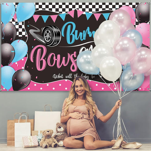 Burnouts or Bows Gender Reveal Decoration Bows or Burnouts Backdrop Gender Reveal Party Supplies Boy or Girl Blue or Pink Baby Shower Banner Photo...