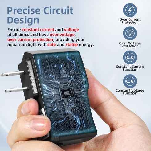 Aquarium Light LED Power Adapter AC 100-240V DC 12V 1A Replacement Power Adapter Fish Tank Light Power Supply Converter with Indicator Light...