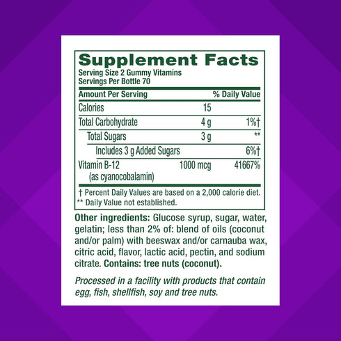vitafusion Vitamin B12 Gummy Vitamins for Energy Metabolism Support, Natural Raspberry Flavored, America’s Number 1 Gummy Vitamin Brand, 70 Day Su...